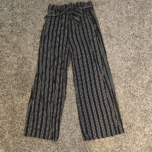 Striped Black and White Women's Paperbag Pants
